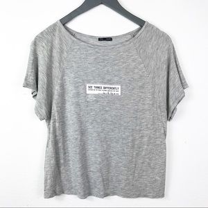Zara Basics Gray graphic Tee Shirt